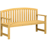 Outsunny 56" Outdoor Wood Bench, 2 Seater Garden Bench With Backrest And Armrest, Patio Bench For Patio, Porch, Poolside, Balcony, Natural Natural Wood