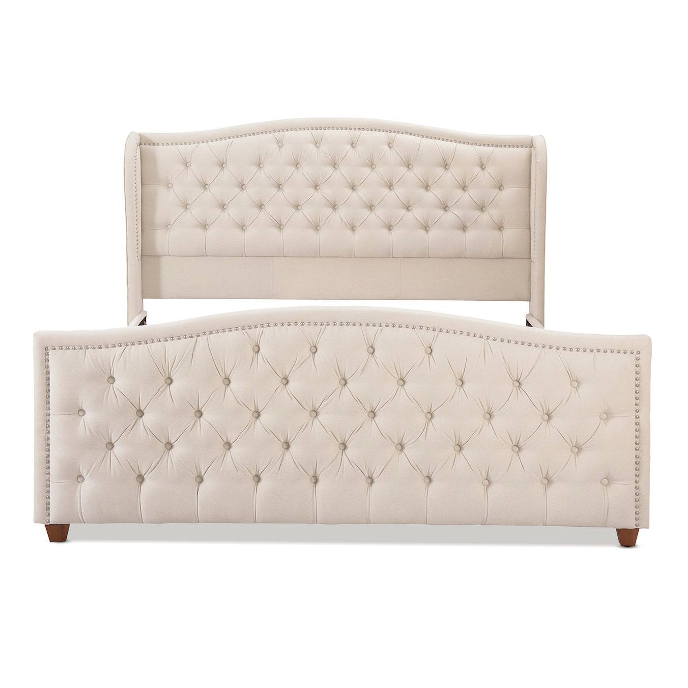 Marcella Upholstered Shelter Headboard Bed Set, King, Sky Neutral Beige Polyester Box Spring Required King Beige Wood Foam Polyester Polyester