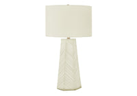 Lighting, 29"H, Table Lamp, White Ceramic, Ivory Cream Shade, Contemporary White Ceramic