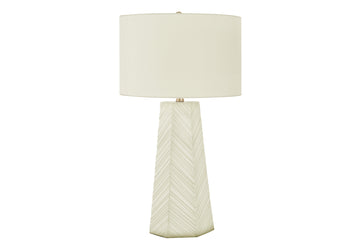 Lighting, 29"H, Table Lamp, White Ceramic, Ivory Cream Shade, Contemporary White Ceramic