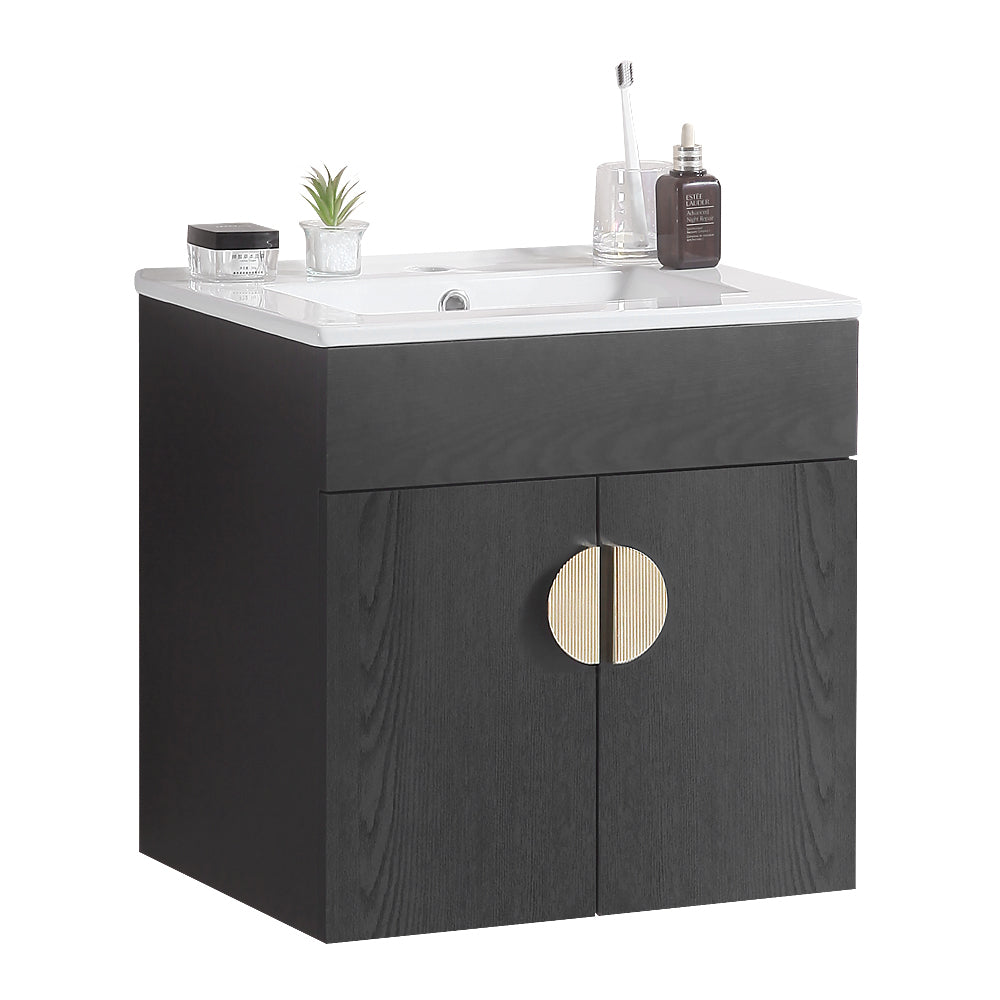 20''Bathroom Vanity,Black Excluding Sink Black Solid Wood