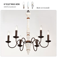 Retro White And Rust Color Chandelier With Light Fixture 6 Light E12 No Include Bulb Pendant Light Fixtures For Dining Room, Lobby, Kitchen, Bedroom, Living Room, Conference Room, Home Office Retro