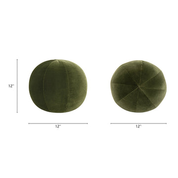 Luna 12" Round Sphere Accent Ball Throw Pillow, Olive Green Performance Velvet Olive Green Polypropylene Velvet