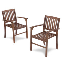 Patio Dining Chair Set Of 2, Solid Wood Indoor Outdoor Furniture Brown Brown Acacia Wood