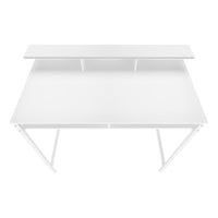 Computer Desk, Home Office, Standing, Storage Shelves, 48"L, Work, Laptop, White Laminate, White Metal, Contemporary, Modern White Metal