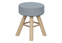 Ottoman, Pouf, Footrest, Foot Stool, 12" Round, Grey Velvet, Natural Wood Legs, Contemporary, Modern Grey Foam Polyester