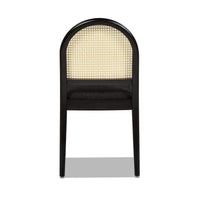 Panama 18.5" Curved Resin Cane Rattan Side Dining Chair, Set Of 2, Ebony Black Boucle Black Foam Wood Fabric Rattan