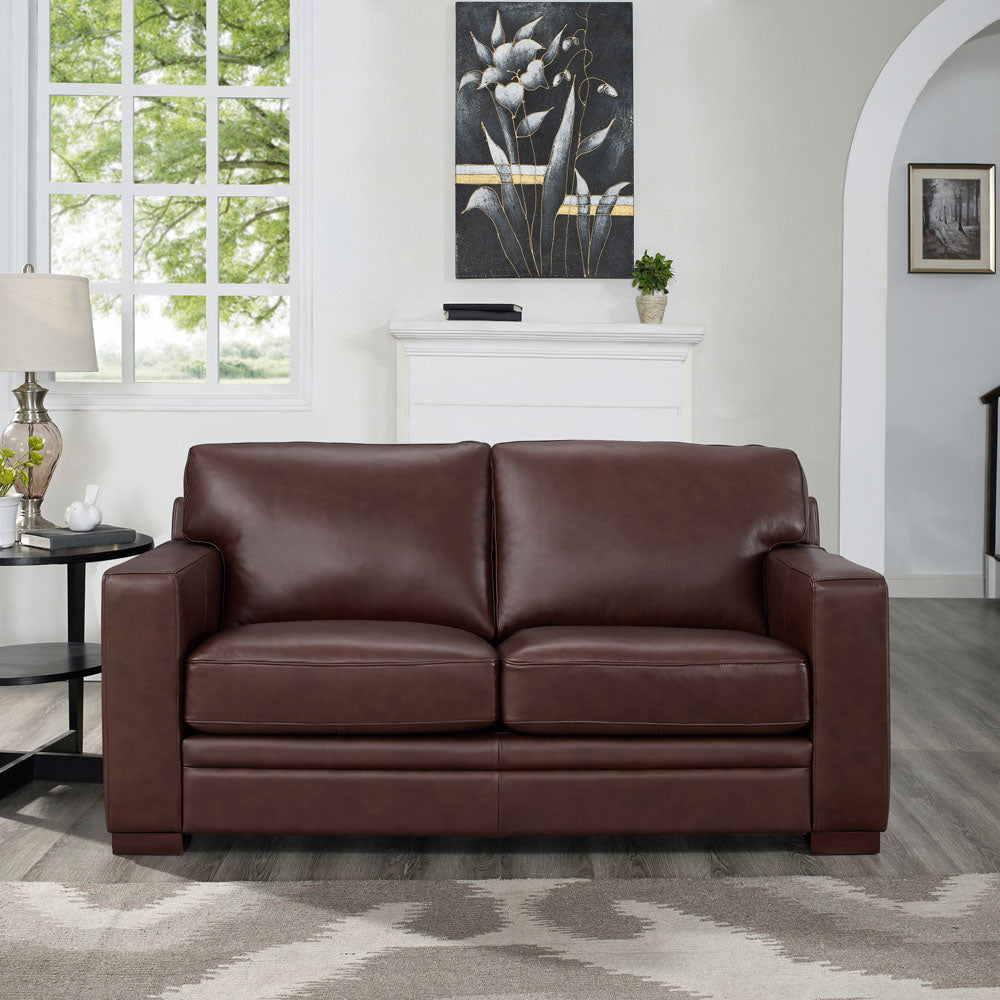 Dillon Leather Loveseat Raisin Down Filling Genuine Leather