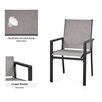 2Pc Patio Dining Chairs, Metal Frame With Textilene Fabrics No Dining Set Black Gray Mildew Resistant Frame Garden & Outdoor 2 Person Seating Group Iron