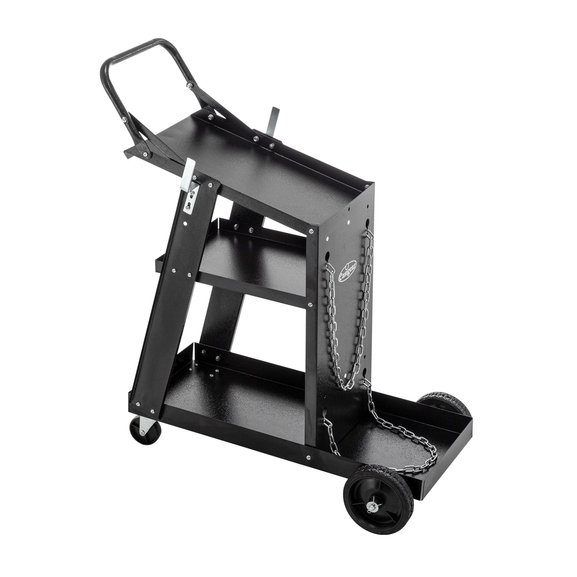 Welding Cart, 3 Tier Welder Cart Heavy Duty With 400Lbs Static Weight Capacity, 360 Swivel Wheels, Tank Storage Safety Chains, Rolling Mig Welder Cart For Tig, Arc, Mma Welding Machine Black Metal