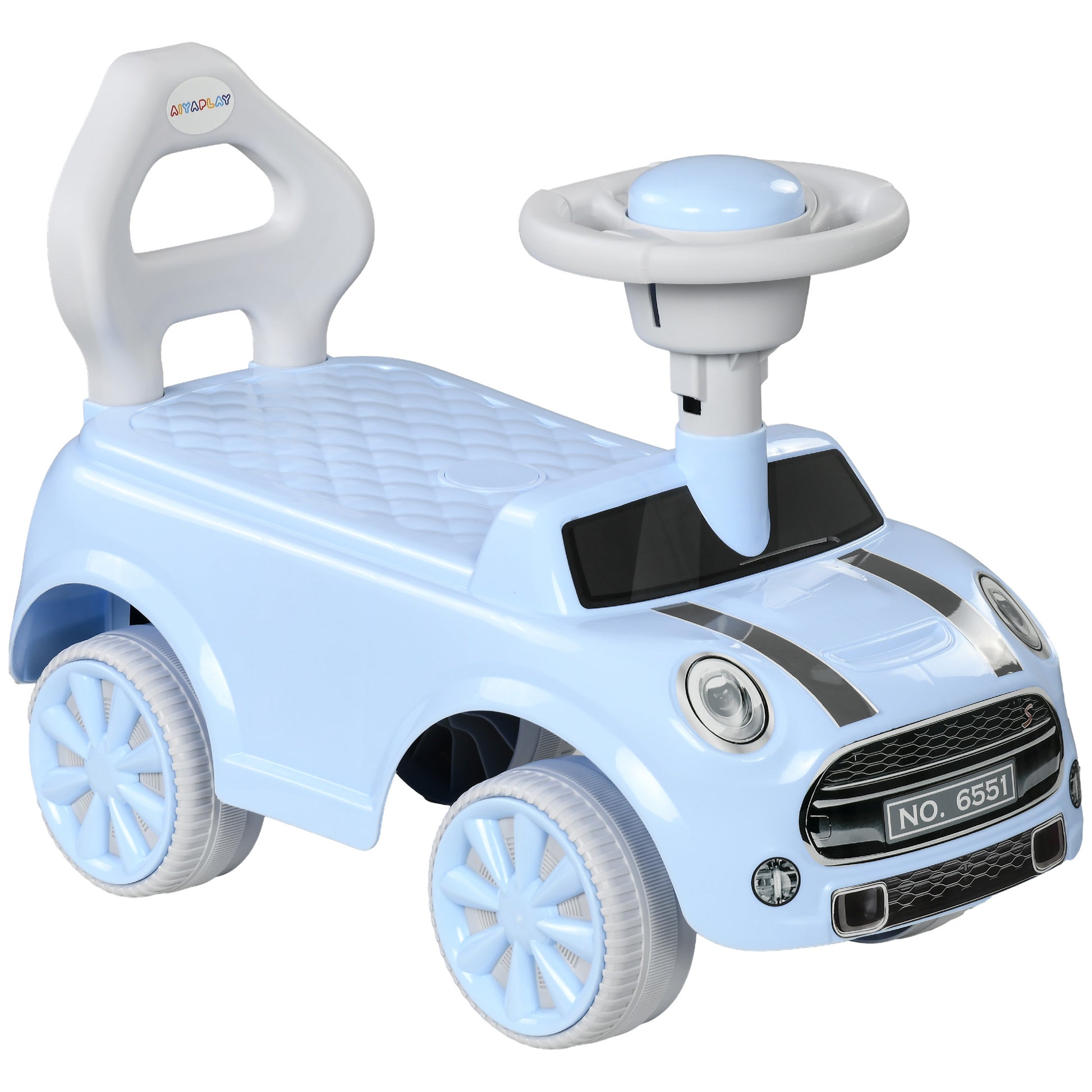 Qaba Toddler Ride On Toy, Foot To Floor Sliding Car With Horn, Working Steering Wheel & No Tip Anti Over Backwards System For Boys And Girls Ages 18 36 Months, Light Blue Light Blue Plastic