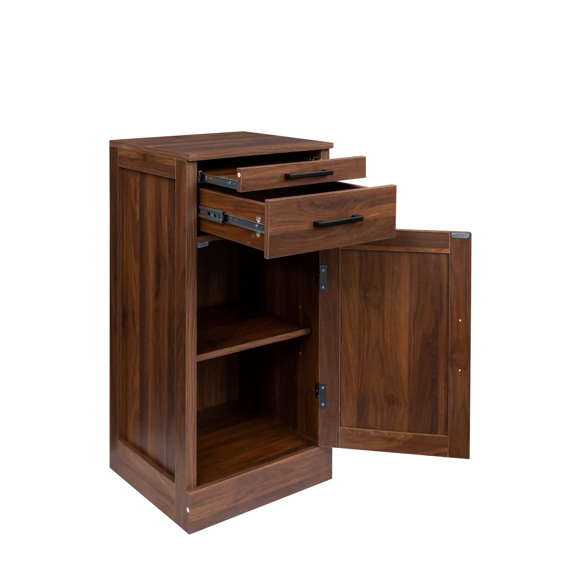 Brown Walnut Color Modular Wine Bar Cabinet Buffet Cabinet With Hutch For Dining Room Walnut Particle Board Mdf