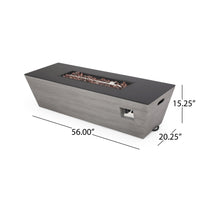 56" Rectangle Mgo Fire Pit 50 000 Btu Black Gray Magnesium Oxide