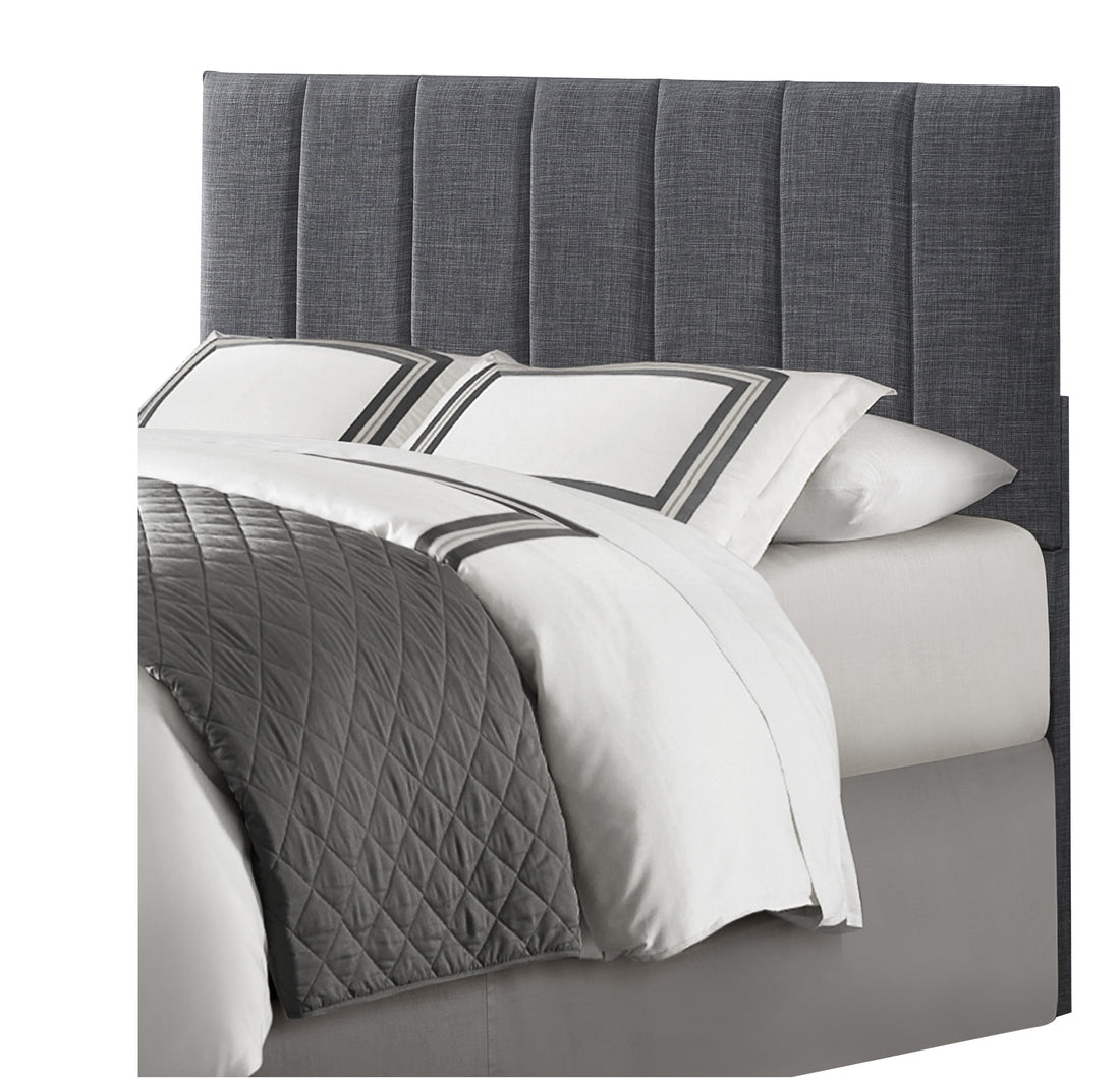 1Pc Headboard Queen Full Gray Fabric Upholstery Padded Vertical Channel Tufted Queen Gray Bedroom Polyester Engineered Wood