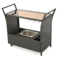 Pe Kd Bar Cart Grey Rattan Glass