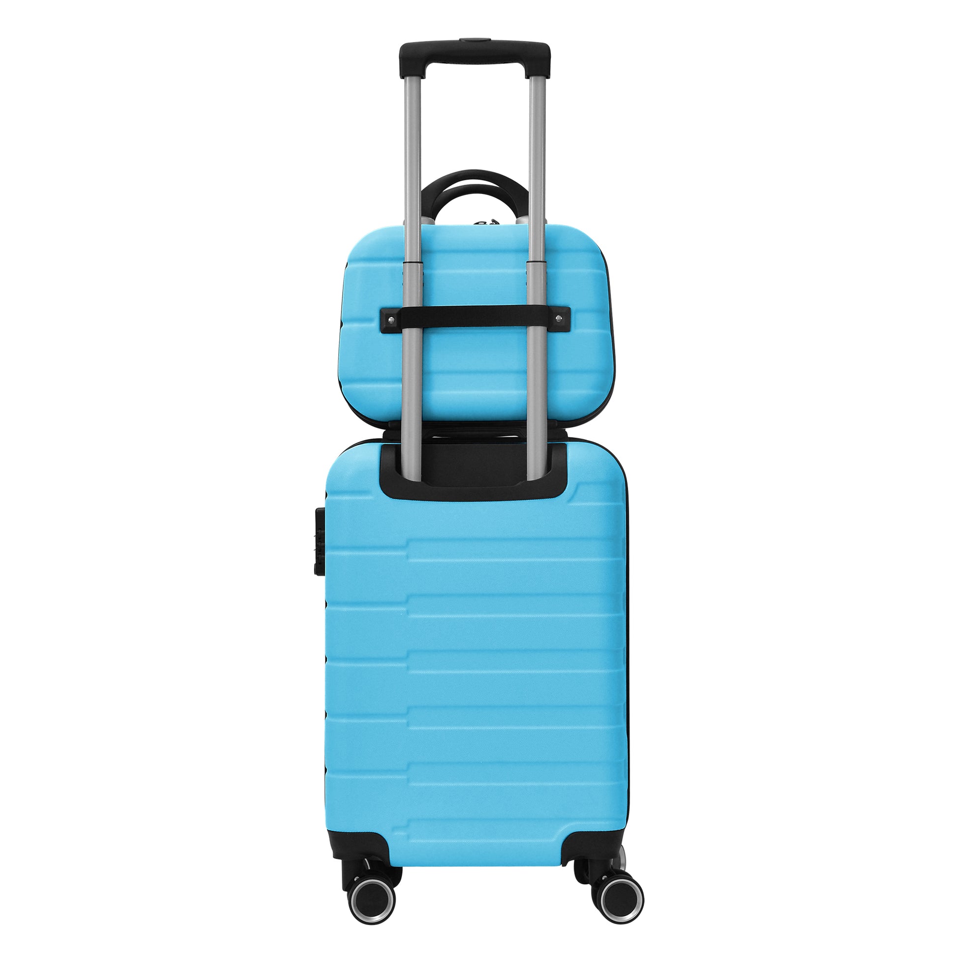 4 Piece Hard Shell Luggage Set,Carry On Suitcase With Spinner Wheels,Family Luggage Set,Aqua Blue 12 20 24 28In Aqua Blue Abs