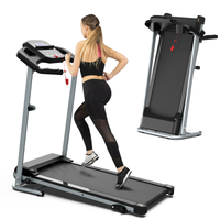 Foldable Treadmill 2.5Hp Electric Folding Treadmill Running Walking Machine For Home Gym, Max 265 Lbs Weight Capacity Black And Silver Steel