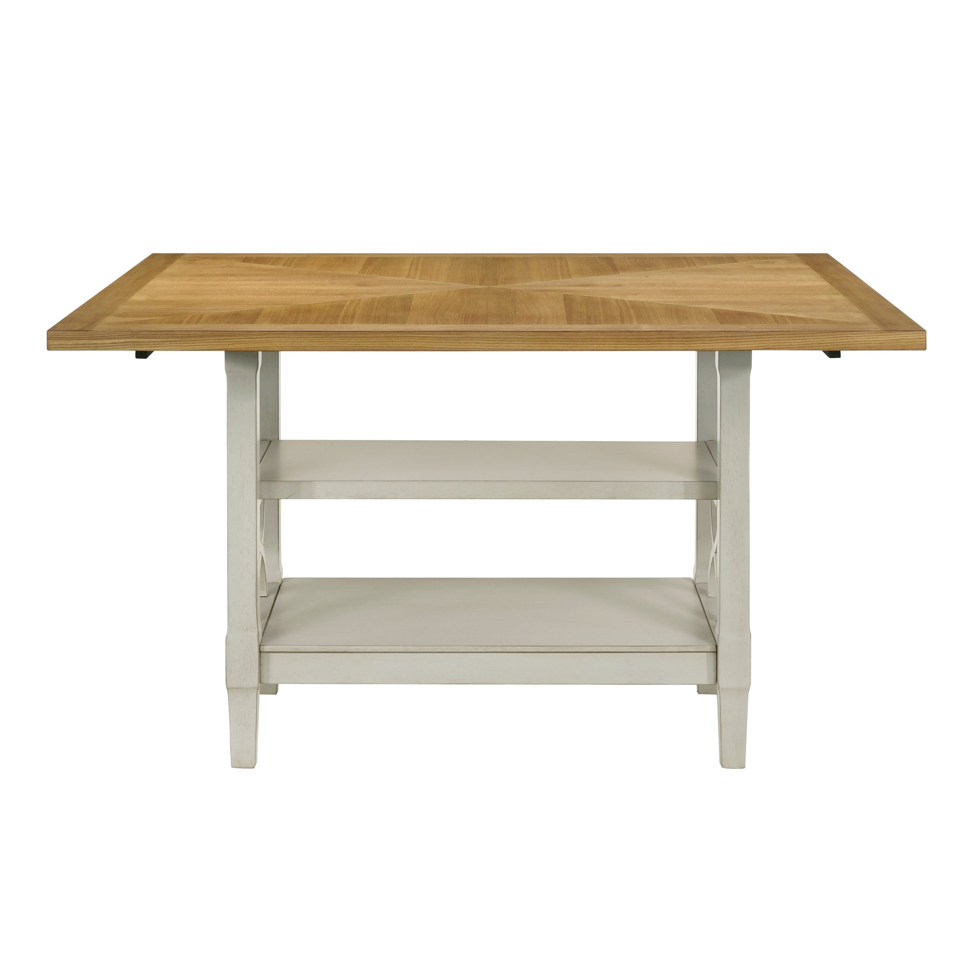 5Pc Dining Set Counter Height Table Base With 2 Shelves, 4 Upholstered Counter Height Chairs Light Oak And Gray Finish Casual Country Style Dining Wooden Kitchen Furniture Gray,Light Oak Seats 4 Dining Room Rectangular Wood