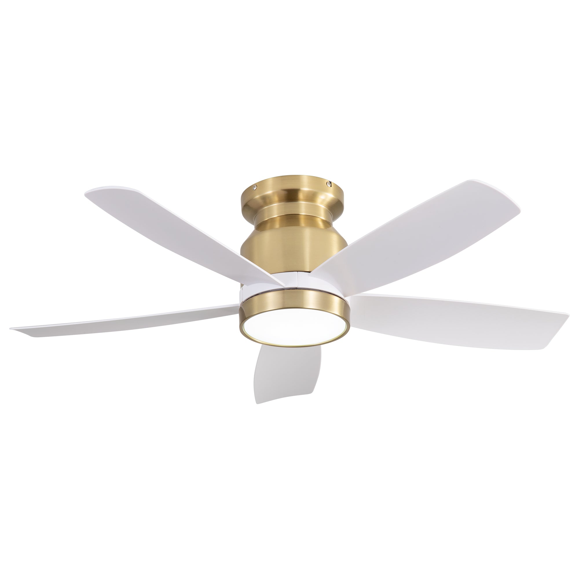 42 Inch Flush Mount Ceiling Fans With Led Light 18W And Remote Control 5 Abs Fan Blades For Bedroom Dining Room Gold Abs