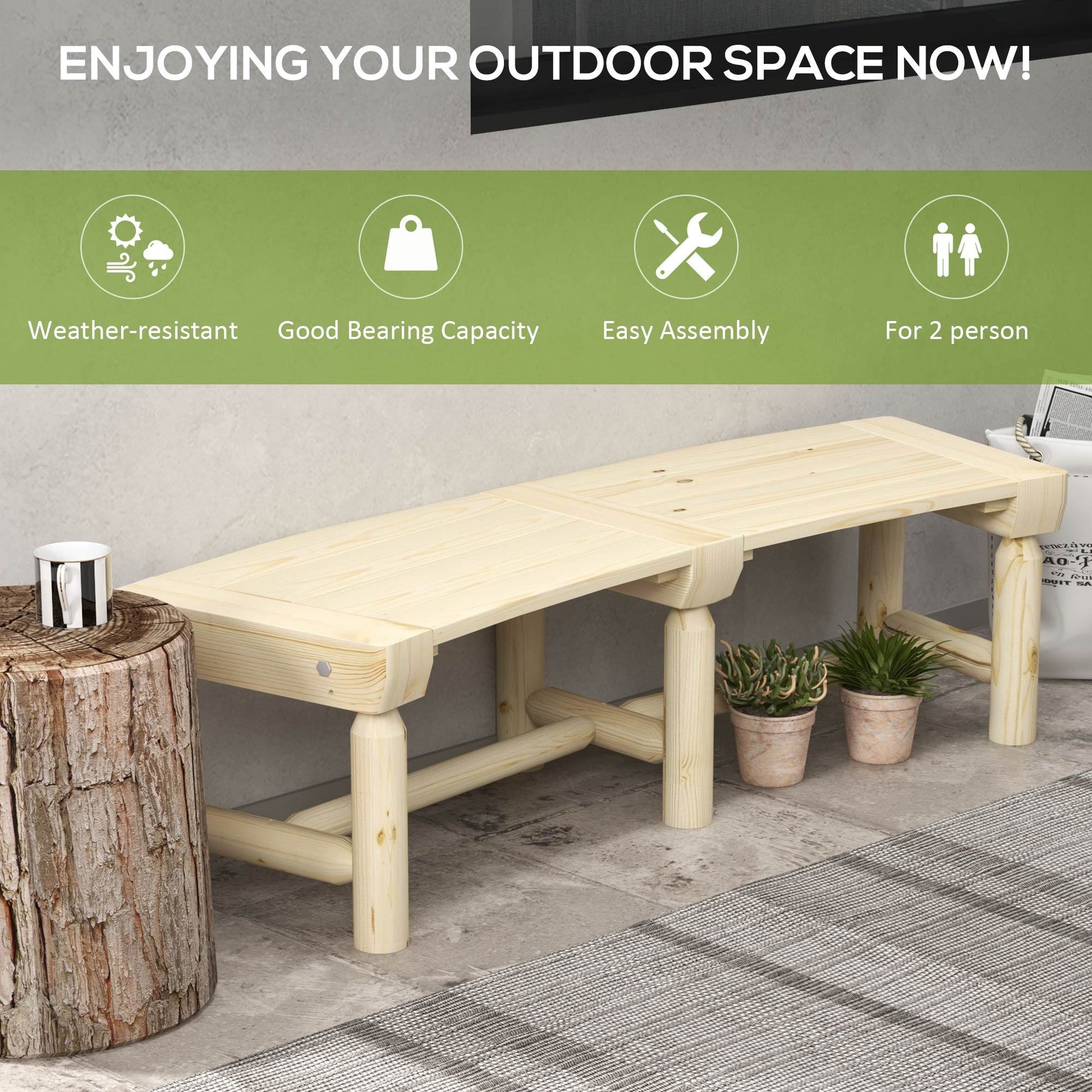 Outsunny Wooden Garden Bench, Semicircular Round Outdoor Tree Bench, Wrap Around Park Bench For Yard, Patio, Deck, Lawn, Natural Natural Wood