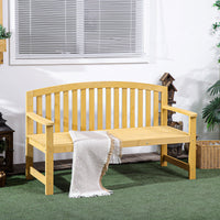 Outsunny 56" Outdoor Wood Bench, 2 Seater Garden Bench With Backrest And Armrest, Patio Bench For Patio, Porch, Poolside, Balcony, Natural Natural Wood