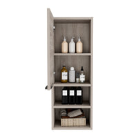 Milwaukee Medicine Cabinet, Two Shelves, Single Door Cabinet, Two Interior Shelves Beige 1 4 Bathroom Wall Mounted Modern Mdf Engineered Wood