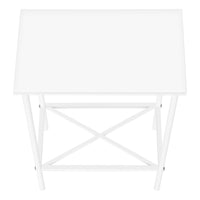 Accent Table, Side, End, Narrow, Small, 2 Tier, Living Room, Bedroom, White Laminate, White Metal, Contemporary, Modern White Particle Board