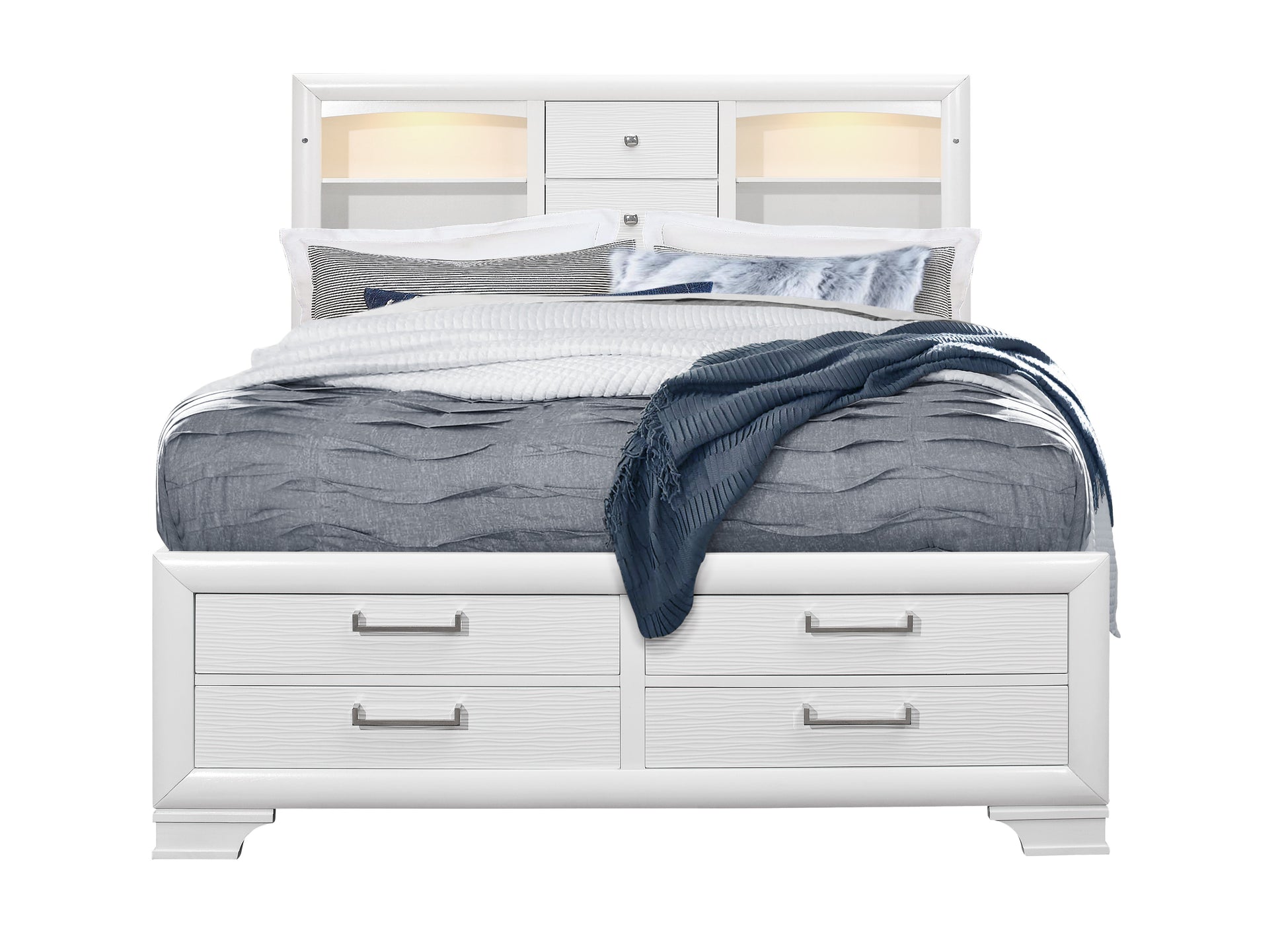 Civic White King Bed White Solid Wood Mdf