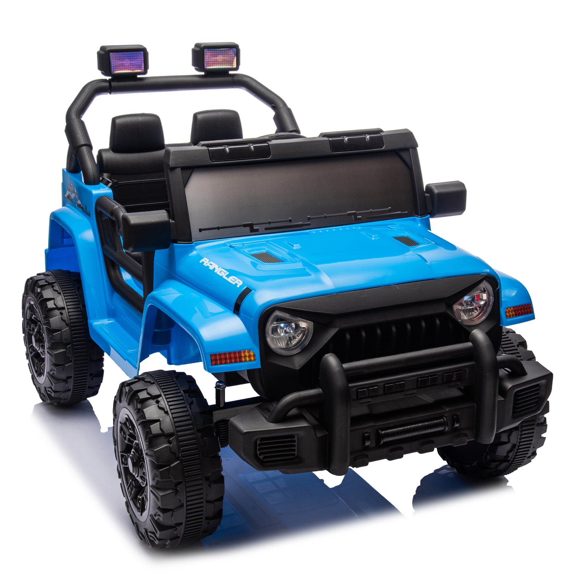 12V Kids Ride On Electric Car W Parents Control,Dual Drive, Four Wheel Suspension,With Music,Bluetooth,Mp3,Usb,With Headlights, Steering Wheel Quick Release,Slow Start For Kids Aged 3 8. Blue 50 99 Lbs Polypropylene