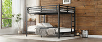 Metal Queen Over Queen Bunk Bed For Teens And Adults,Space Saving Noise Reduced No Box Spring Needed, Black Black Metal