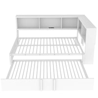 Metal Full Size Daybed With Trundle, Storage Cabinets And Usb Ports, White Full White Metal