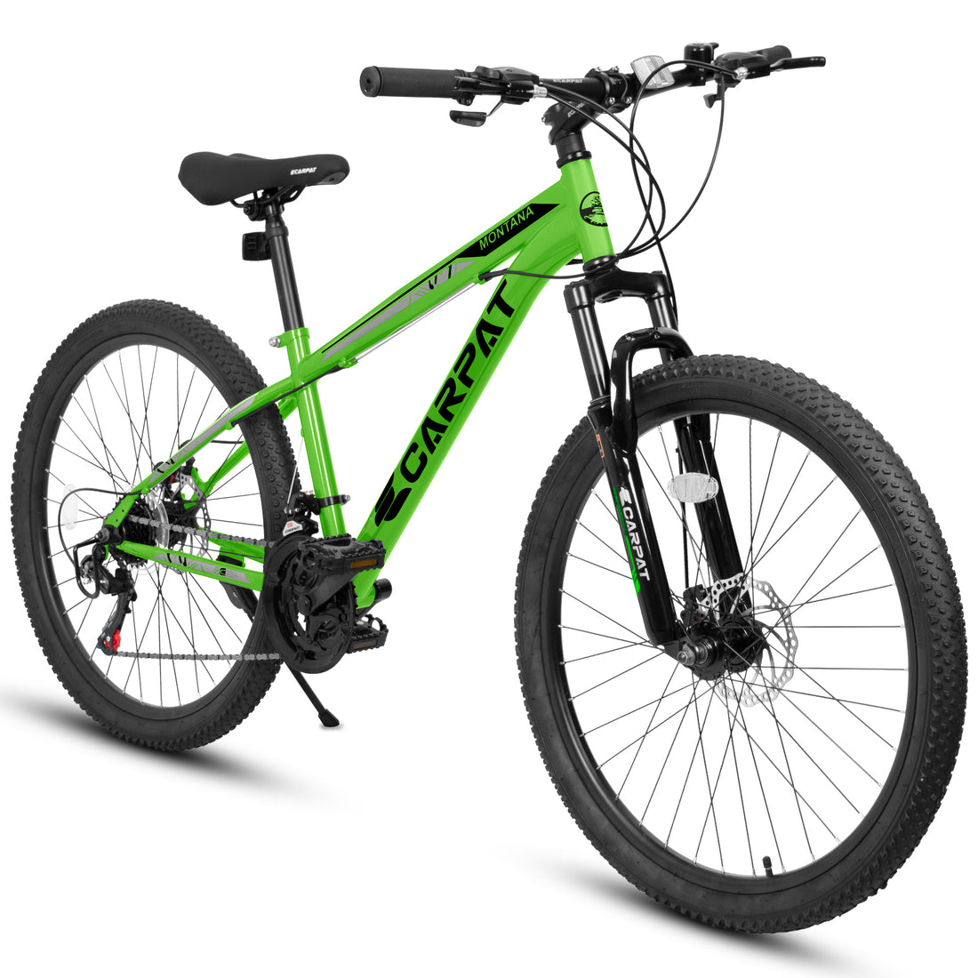 A2610 26 Inch Mountain Bike 21 Speeds, Suspension Fork, Steel Frame Disc Brake For Men Women Mens Bicycle Green Steel