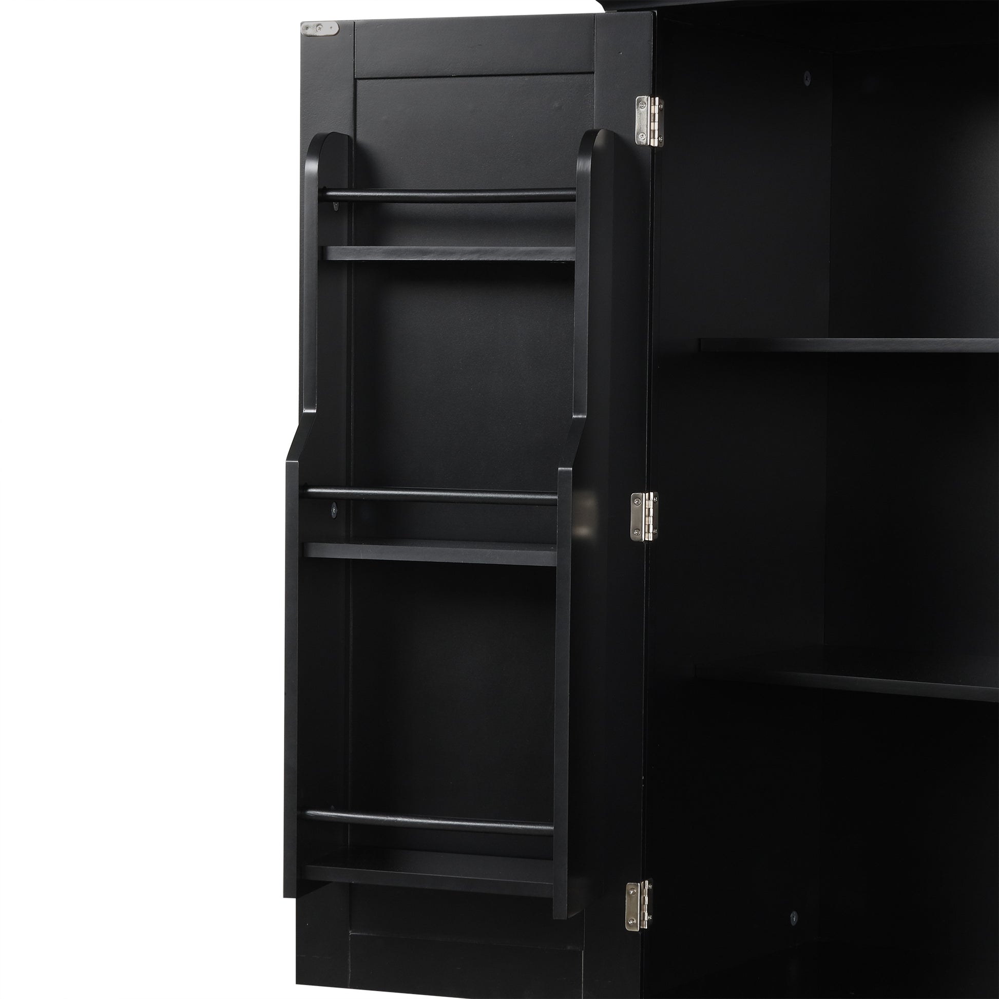 Bathroom Storage Cabinet With Doors And Drawer, Multiple Storage Space, Adjustable Shelf, Black Black Mdf