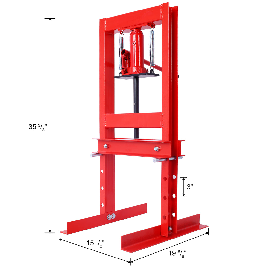 Hydraulic 6 Ton H Frame Garage Floor Adjustable Shop Press With Plates, 6T,Red Red Steel