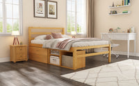 Full Size Wood Platform Bed With Removable Storage Shelves, Built In Two Storage Drawers For Added Convenience, Natural Full Natural Wood