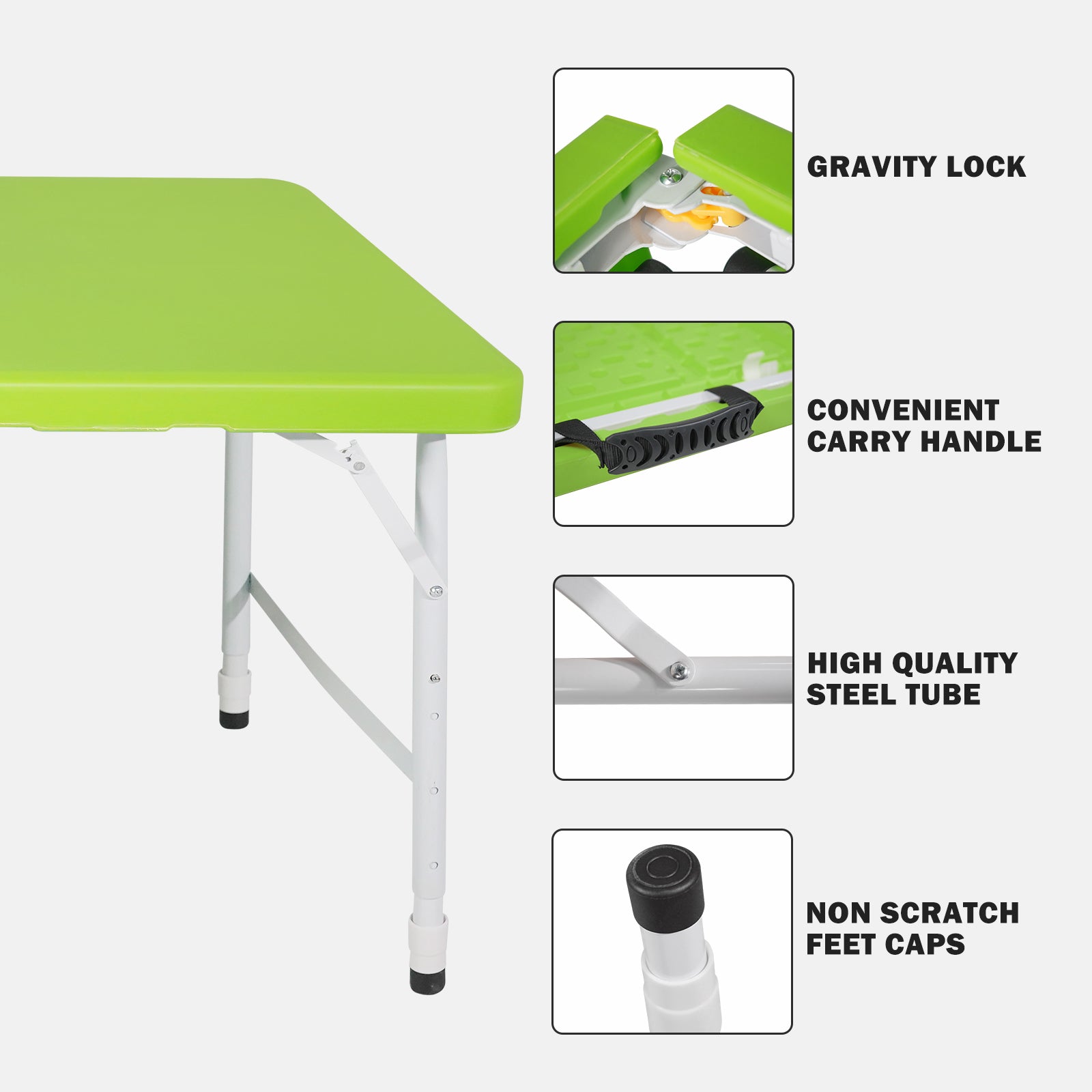 4Ft Green Portable Folding Table Indoor&Outdoor Maximum Weight 135Kg Foldable Table For Camping Green Garden & Outdoor Iron Plastic