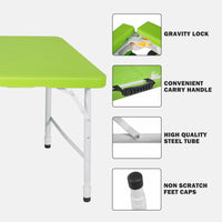 4Ft Green Portable Folding Table Indoor&Outdoor Maximum Weight 135Kg Foldable Table For Camping Green Garden & Outdoor Iron Plastic