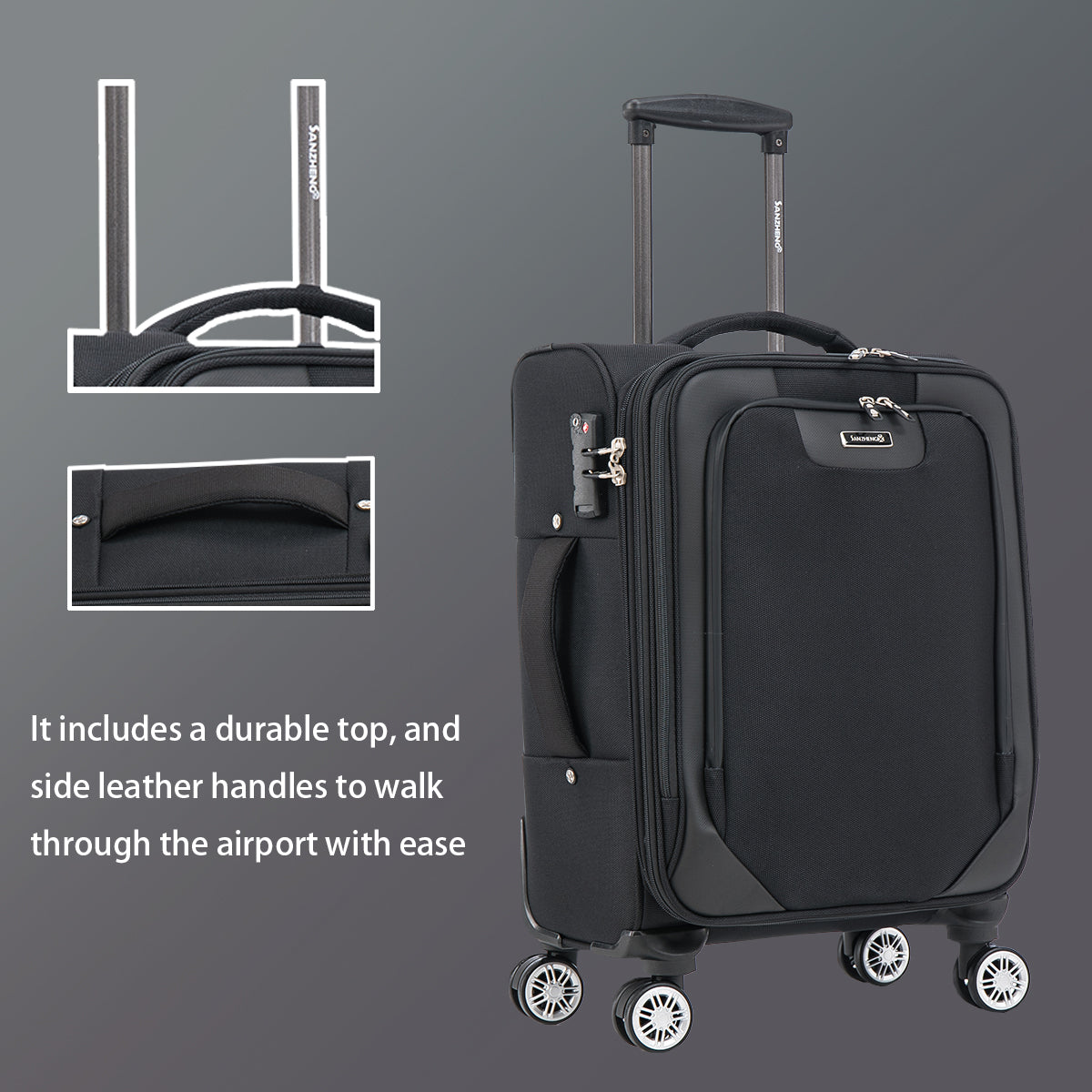 3 Piece Lightweight And Stylish Travel Suitcase 20 Inches, 26 Inches, 30 Inches. Durable And Easy To Carry Design, Ergonomic Interior For Both Men And Women. Black Black Fabric