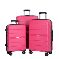 Hardshell Suitcase Spinner Wheels Pp Luggage Sets Lightweight Durable Suitcase With Tsa Lock,3 Piece Set 20 24 28 ,Rose Rose Polypropylene