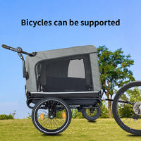 Outdoor Heavy Duty Foldable Utility Pet Stroller Dog Carriers Bicycle Trailer Black Gray Fabric Steel