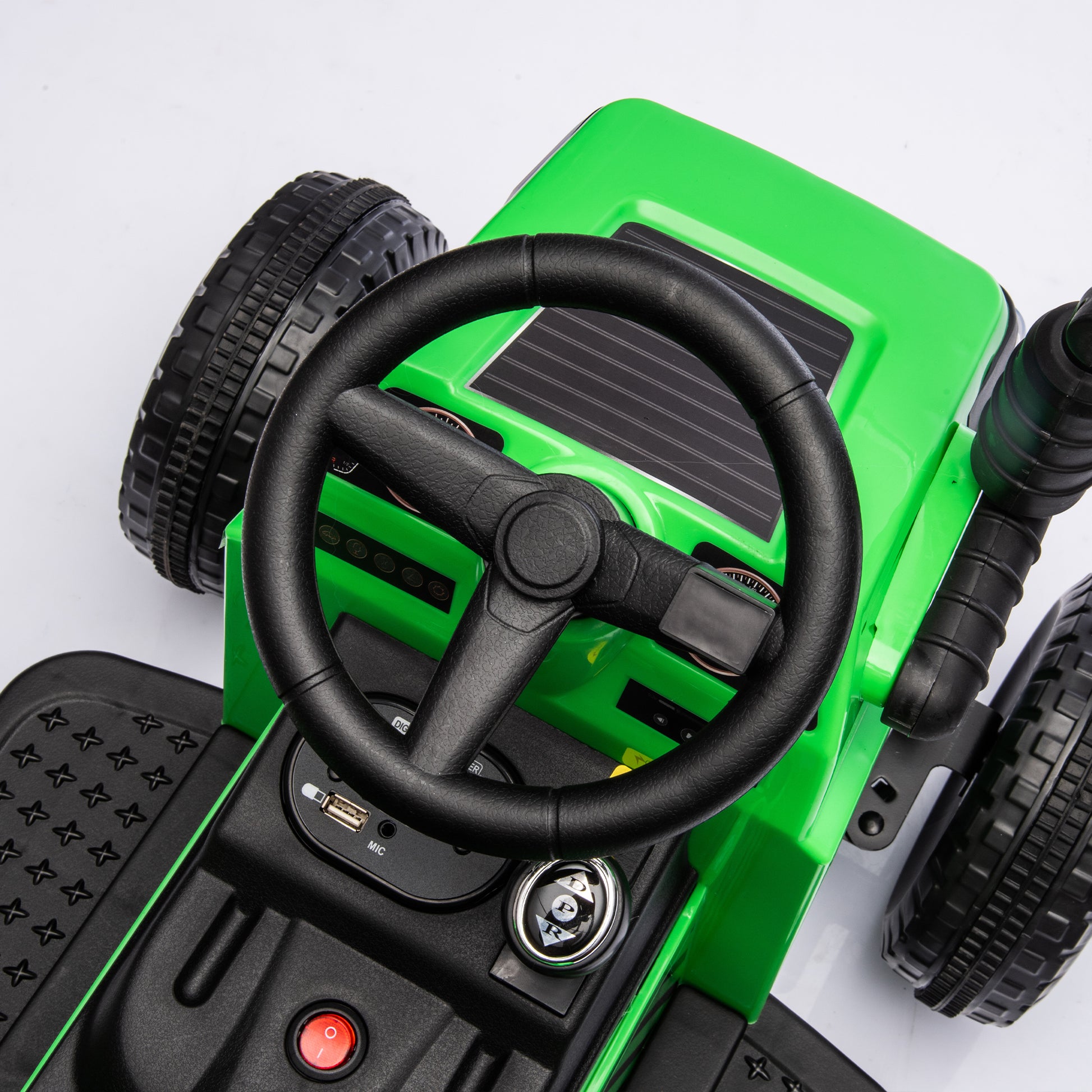 12V Kids Ride On Electric Tractor Black Knight,Kids Ride On Toy.2Wd,Non Skid Tires, Steering Wheel, Foot Pedal,With Removable Storage Tug,Light,Bluetooth,Music,Mp3,Usb,Power Display For Kids Aged 3 . Green 50 99 Lbs Polypropylene