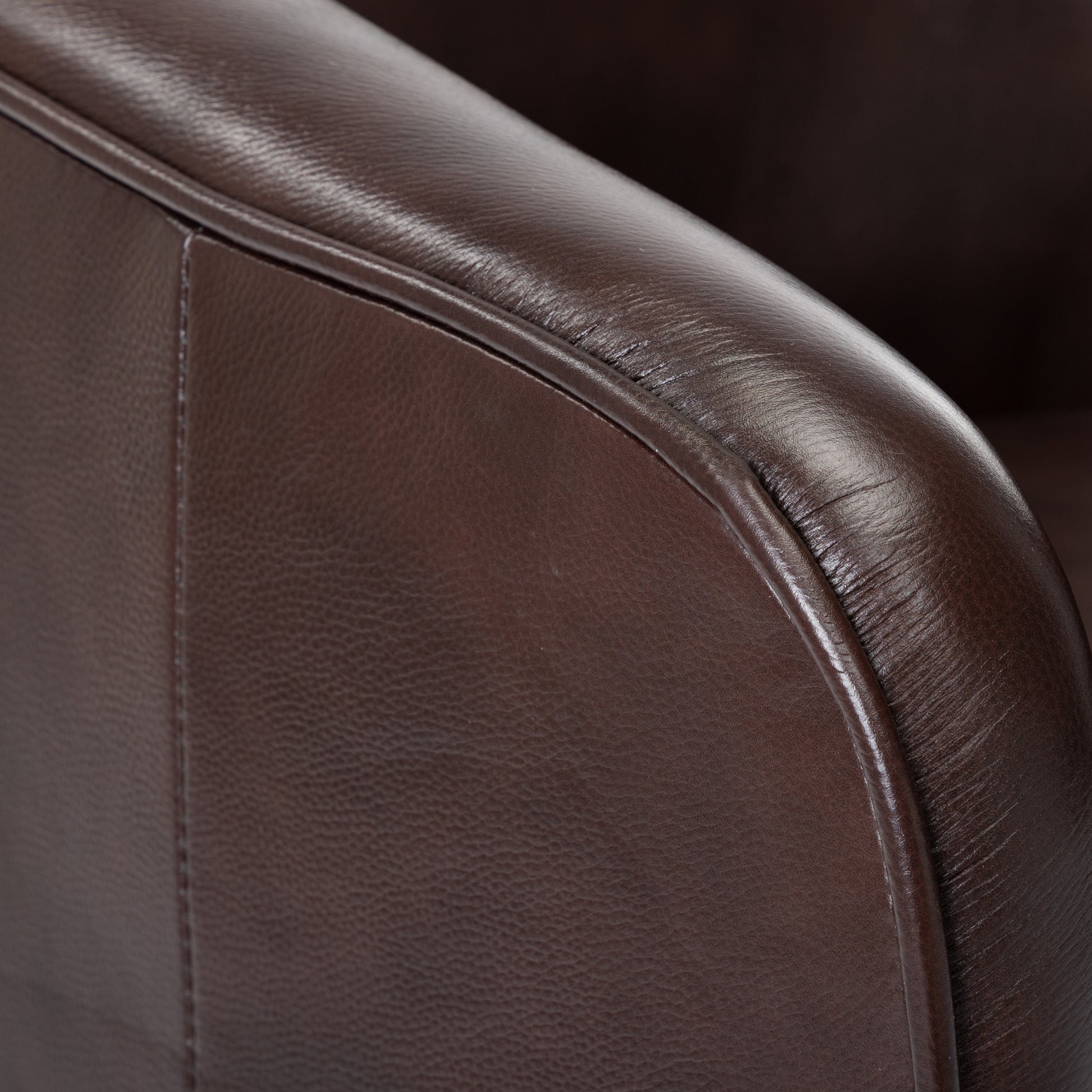 Tanner Brown Top Grain Leather Swivel Chair Brown Foam Leather