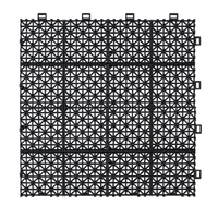 12 X 12 Inch Black Interlocking Deck Tiles Plastic Waterproof Outdoor All Weather Anti Slip Bathroom Shower Balcony Porch Strong Weight Capacity Upto 6613 Lbs, Rosette Pattern Pack Of 12 Black American Design,American Traditional Plastic