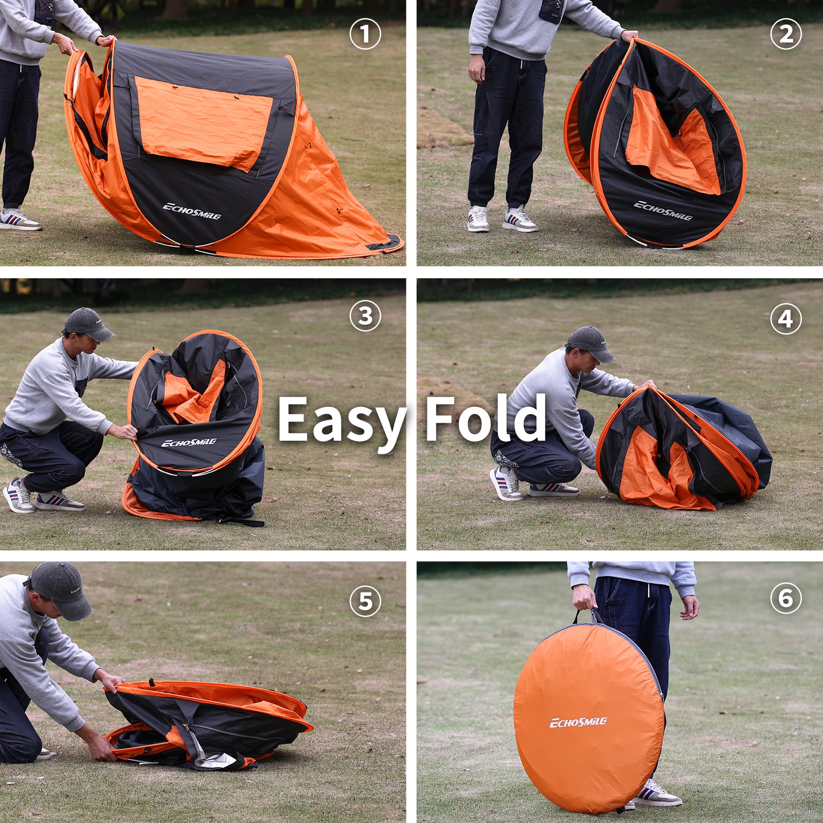 2 Person Black Orange Pop Up Camping Tent Black Cream Polyethylene