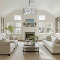 18'' Decor Forward Reverse 5 Blades Ceiling Fan Lamps,Cage Closed Industrial Style Vintage Fan Ceiling Fan With 3 Speeds Adjustable For Living Room, Bedroom, Kitchen Chrome American Design Abs Metal