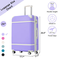 Hardshell Luggage With Tsa Lock24" Expandable Lightweight Suitcase With Spinner Wheels, Single Vintage Luggage,Purple Purple Abs