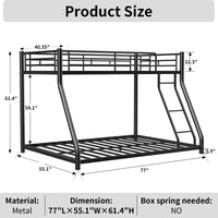 Metal Twin Over Full Bunk Bed Heavy Duty Sturdy Metal Noise Reduced Safety Guardrail Cpc Certified No Box Spring Needed Twin Black Metal Metal