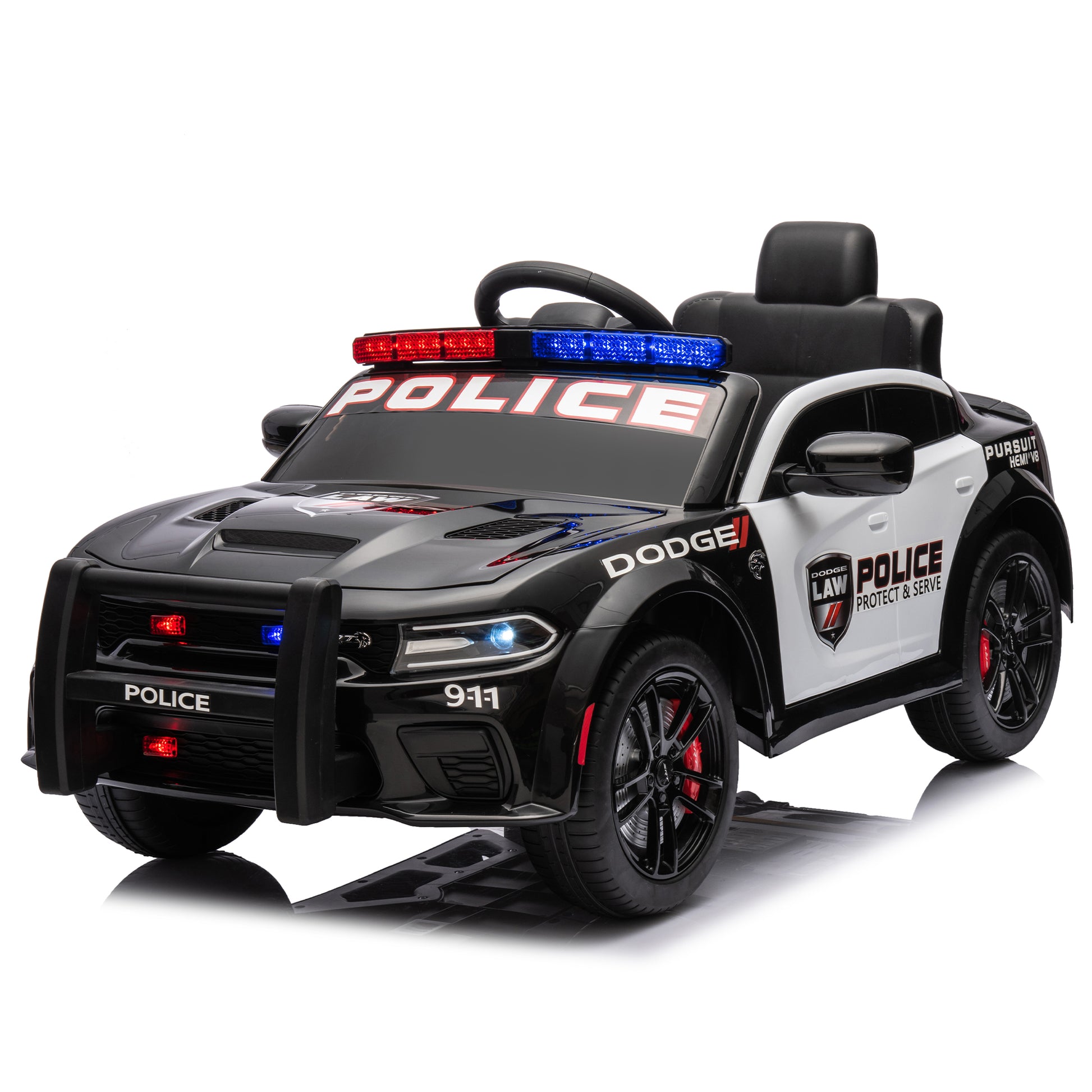 Licensed Dodge Charger,12V Kids Ride On Police Car W Parents Remote Control,Anti Collision Bar,Front& Top Alarm Light Design,Police Car Sticker,Megaphone,Three Speed,Slow Start,Four Wheel