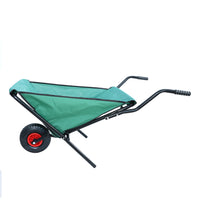 Collapsible Wheelbarrow 176 Lbs Folding Yard Garden Wheelbarrow Foldable Lightweight Gardening Heavy Duty Oxford Cloth Green Lawn Cart For Grass, Leaf, Garden Supplies, 10" Pneumatic Tire Green Iron,Oxford Fabric
