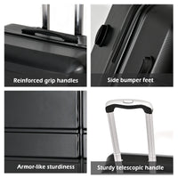 Luggage Expandable Suitcase, Hardcase Pc Abs 3 Pieces Travel Luggage Set 20 24 28 With Tsa Lock And Spinner Wheels Black Abs Pc